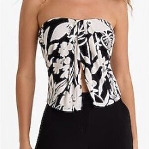 Printed Strapless Draped Split Front tube top